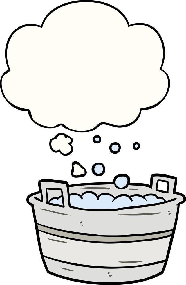 caricatura, viejo, estaño, baño, y, pensamiento, burbuja vector