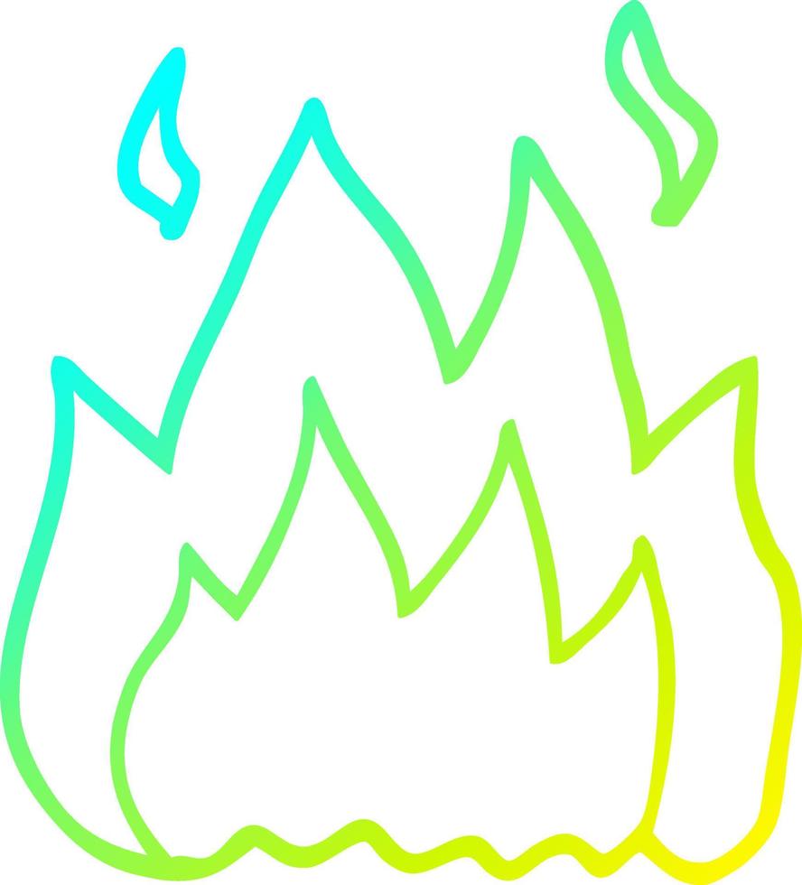 cold gradient line drawing cartoon fire burning vector