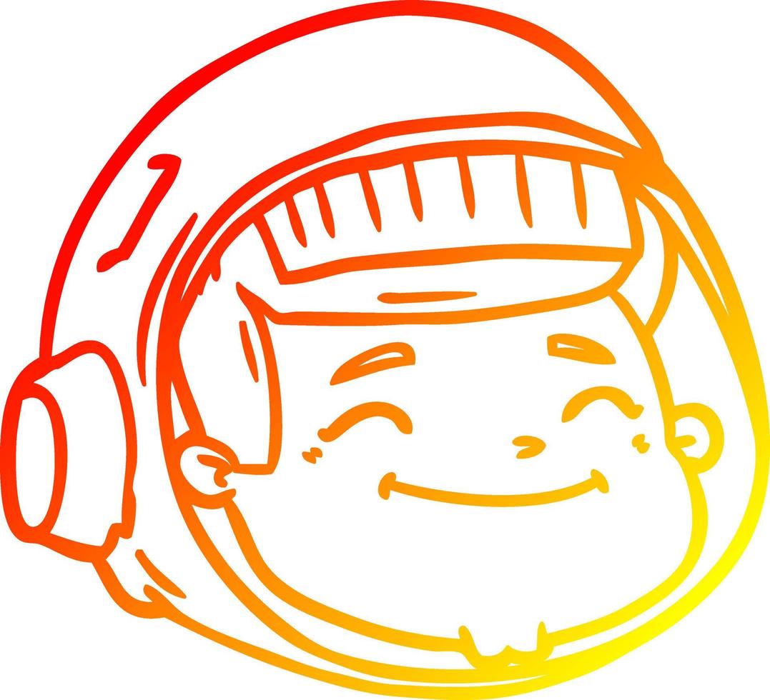 warm gradient line drawing cartoon astronaut face vector