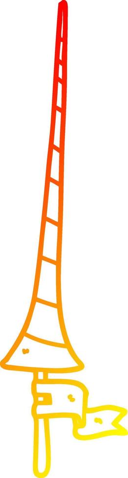 warm gradient line drawing cartoon medieval lance vector
