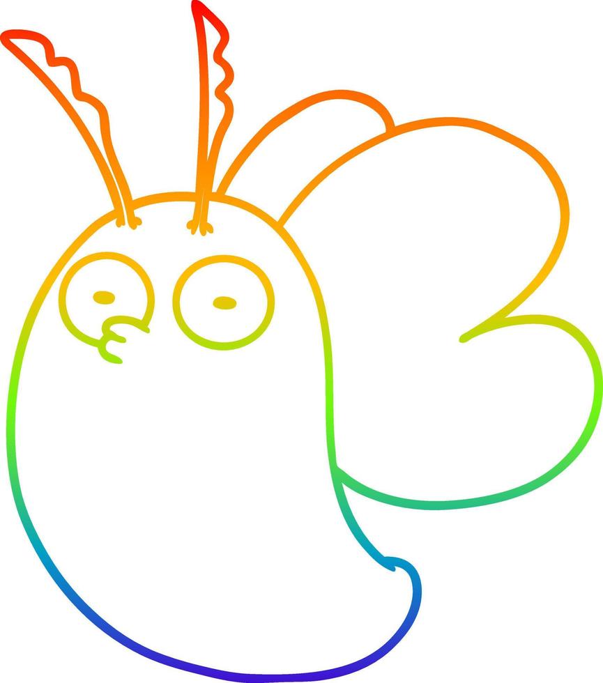 rainbow gradient line drawing funny cartoon butterfly vector