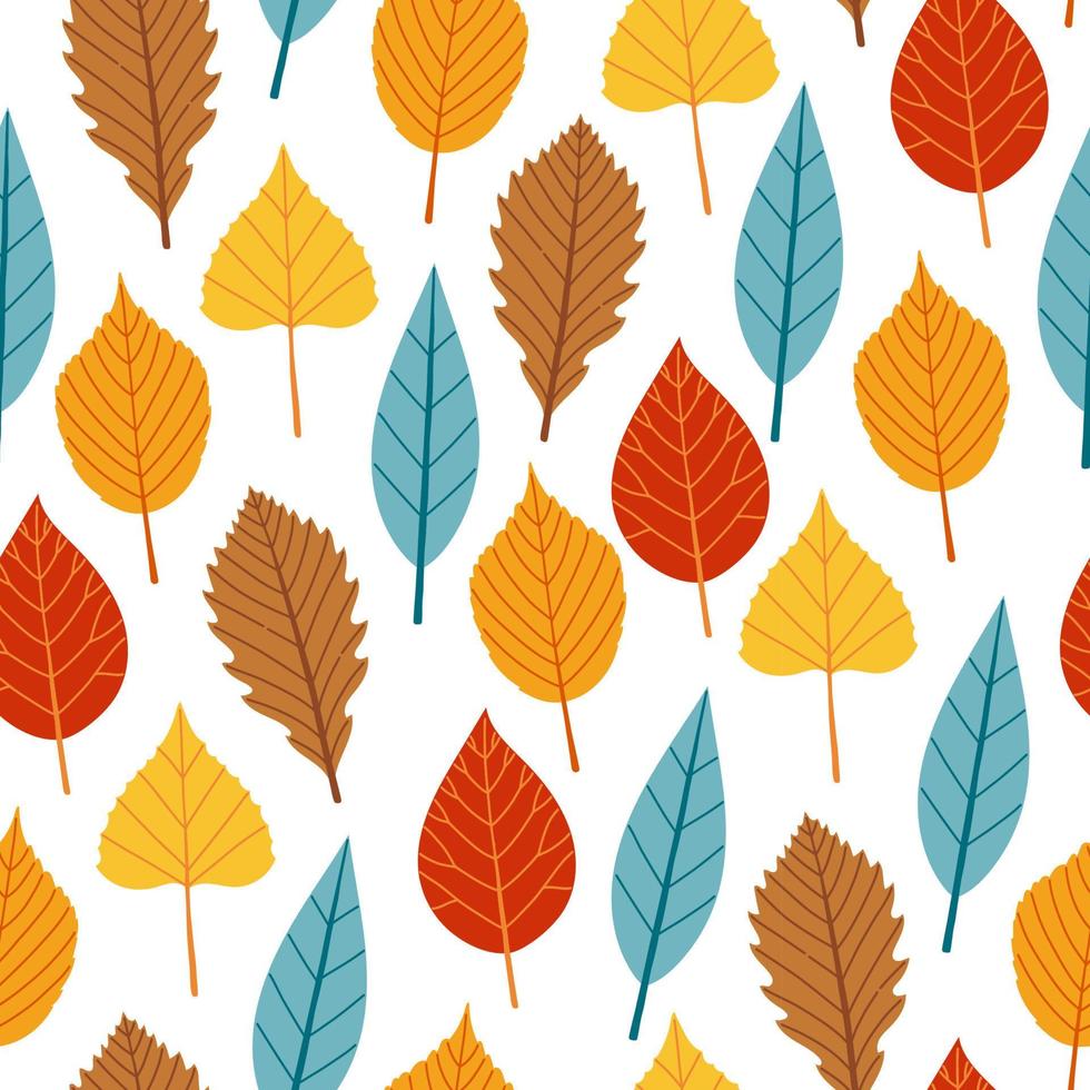 Autumn leaves and branches seamless pattern vector illustration