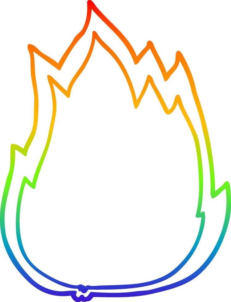 rainbow gradient line drawing cartoon fire vector