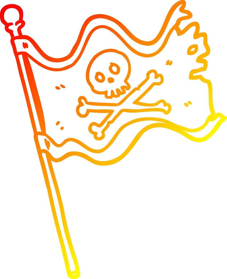 línea de gradiente cálido dibujo bandera pirata vector