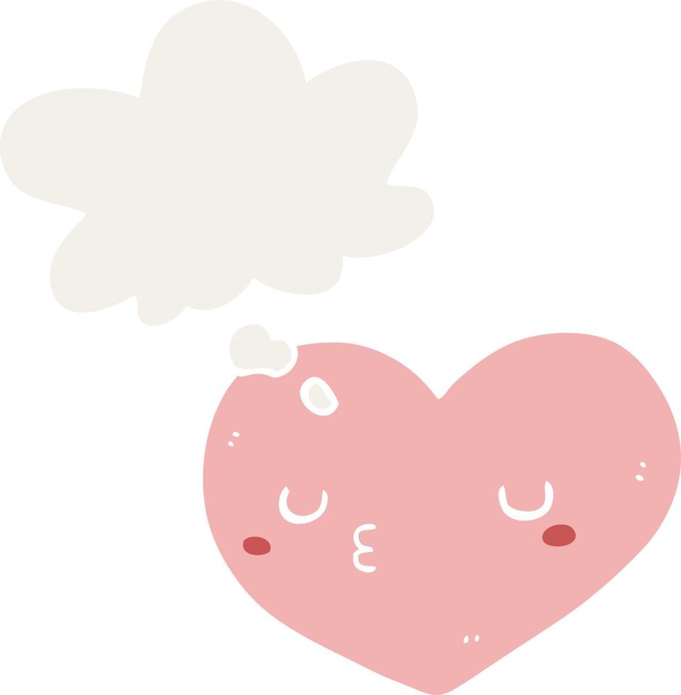 cartoon love heart and thought bubble in retro style vector