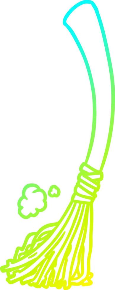 cold gradient line drawing halloween witches broom vector