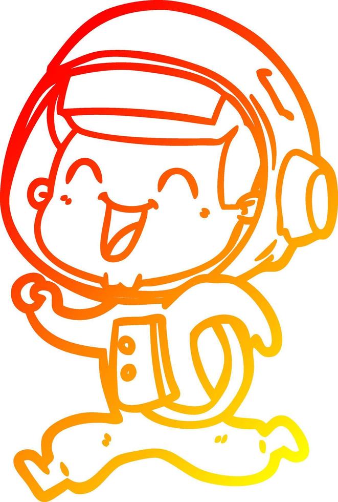 warm gradient line drawing happy cartoon astronaut vector