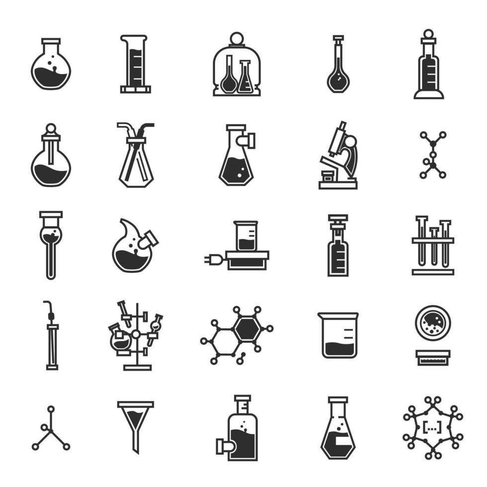 conjunto de iconos de química, estilo simple vector