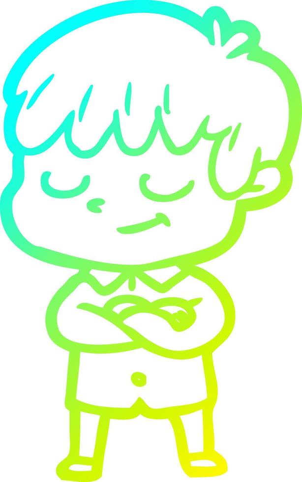 cold gradient line drawing cartoon happy boy vector