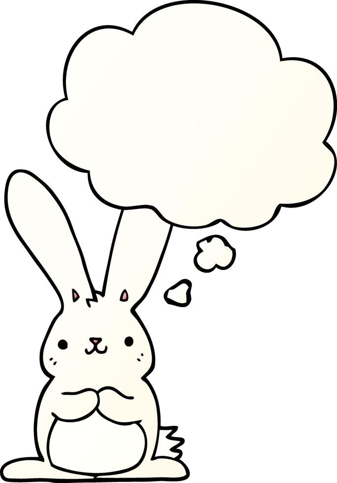 cartoon rabbit and thought bubble in smooth gradient style vector