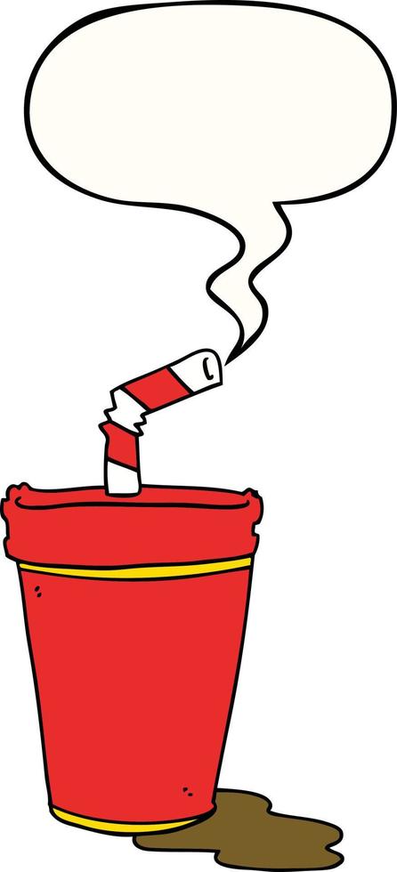 cartoon soda cup and speech bubble vector