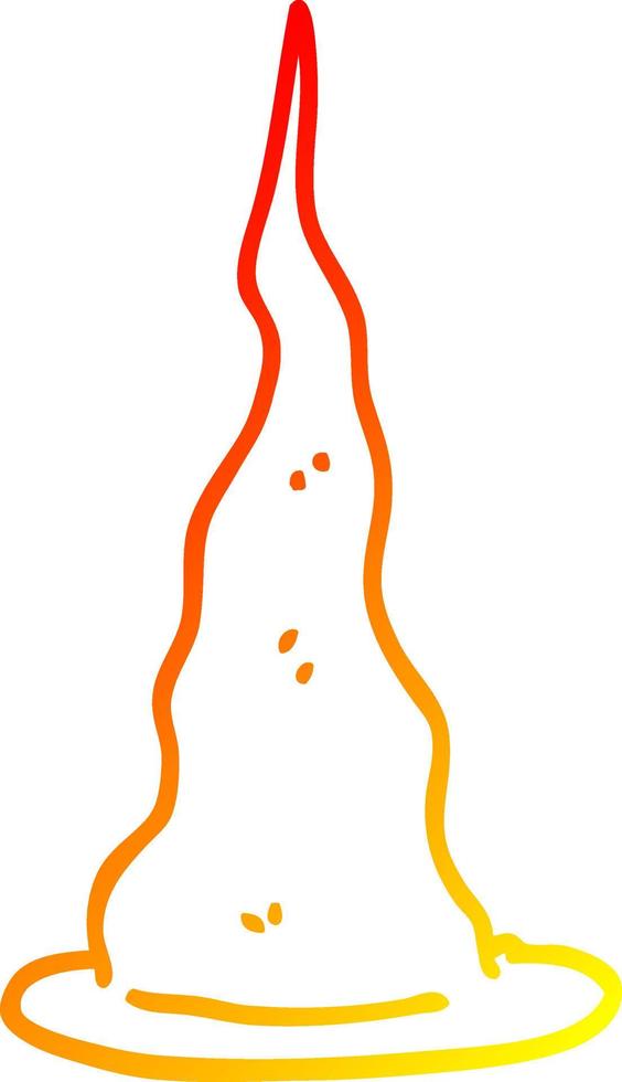 warm gradient line drawing cartoon witch hat vector