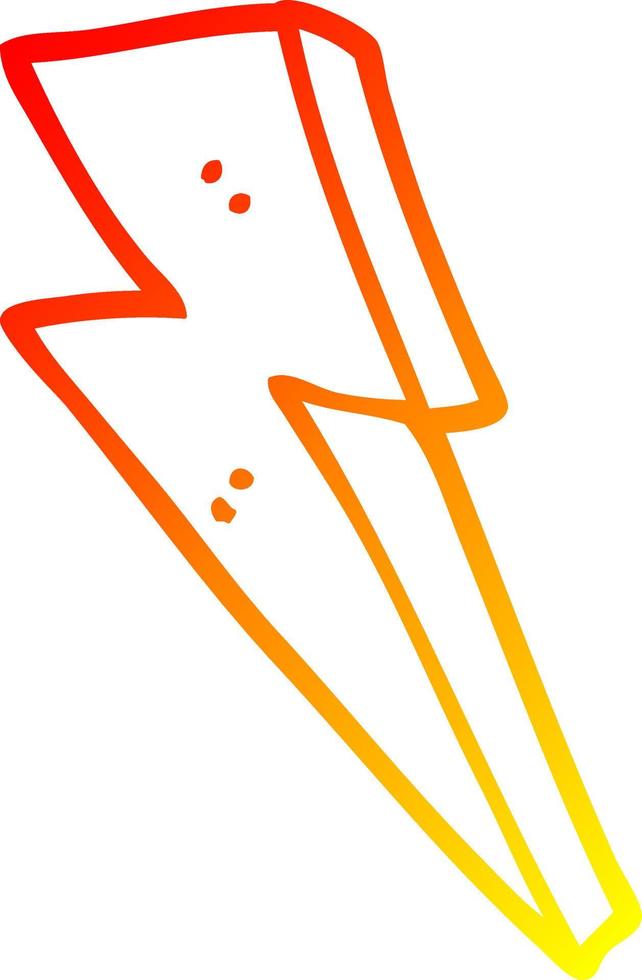 warm gradient line drawing cartoon lightning bolt vector