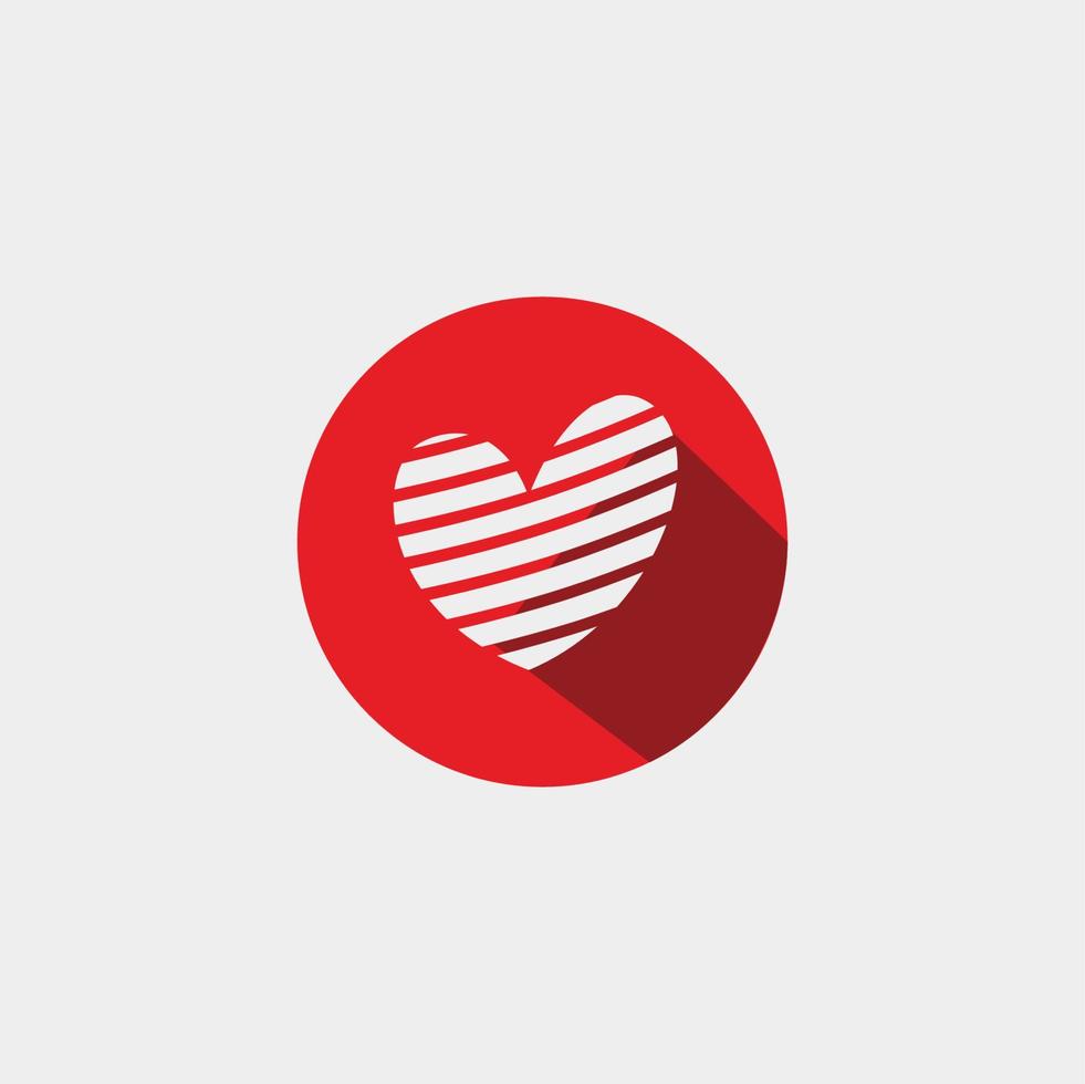 striped asymmetric love heart icon in red circle sign logo concept vector