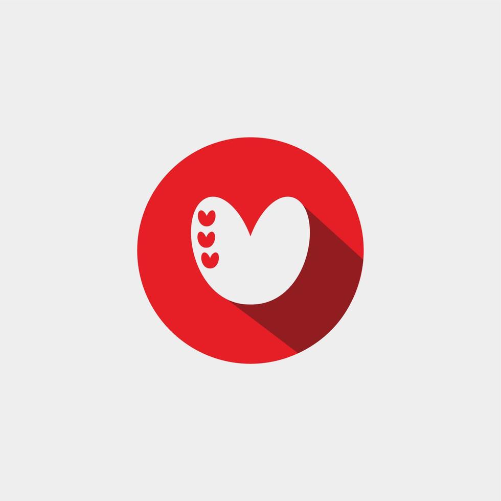 lindo icono de corazón de amor con tres pequeños amores dentro del concepto de logotipo de signo de círculo rojo vector