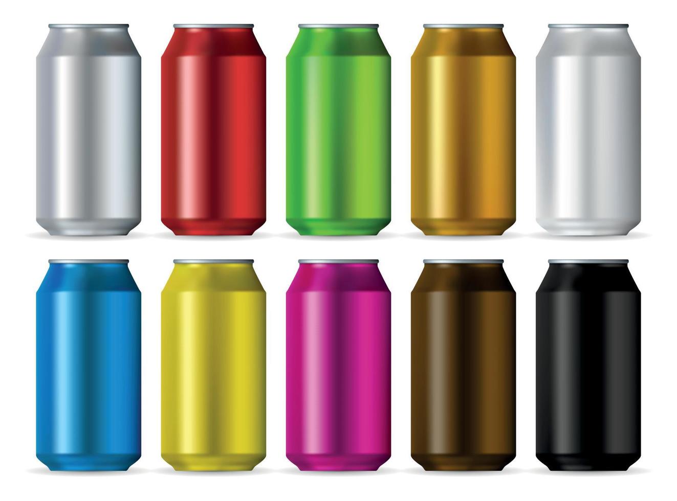 Aluminum cans color set vector