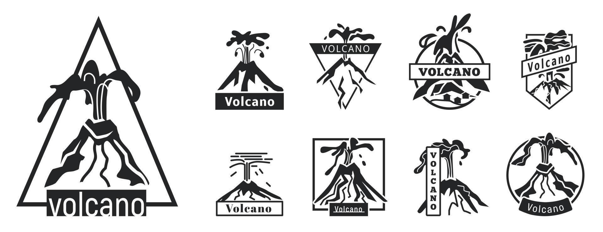 Volcano icons set, simple style vector