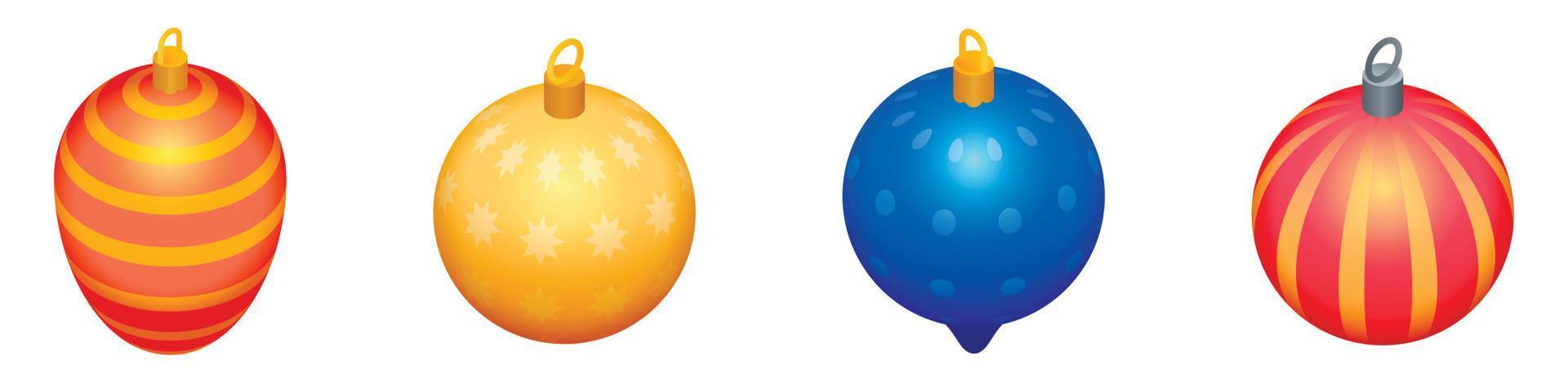Christmas tree toys icons set, isometric style vector