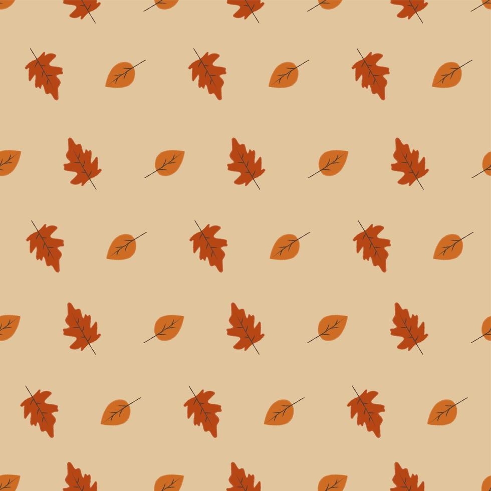 Seamless autumn pattern with leaves. Vector cozy print for textiles. Botanical hand drawn background.