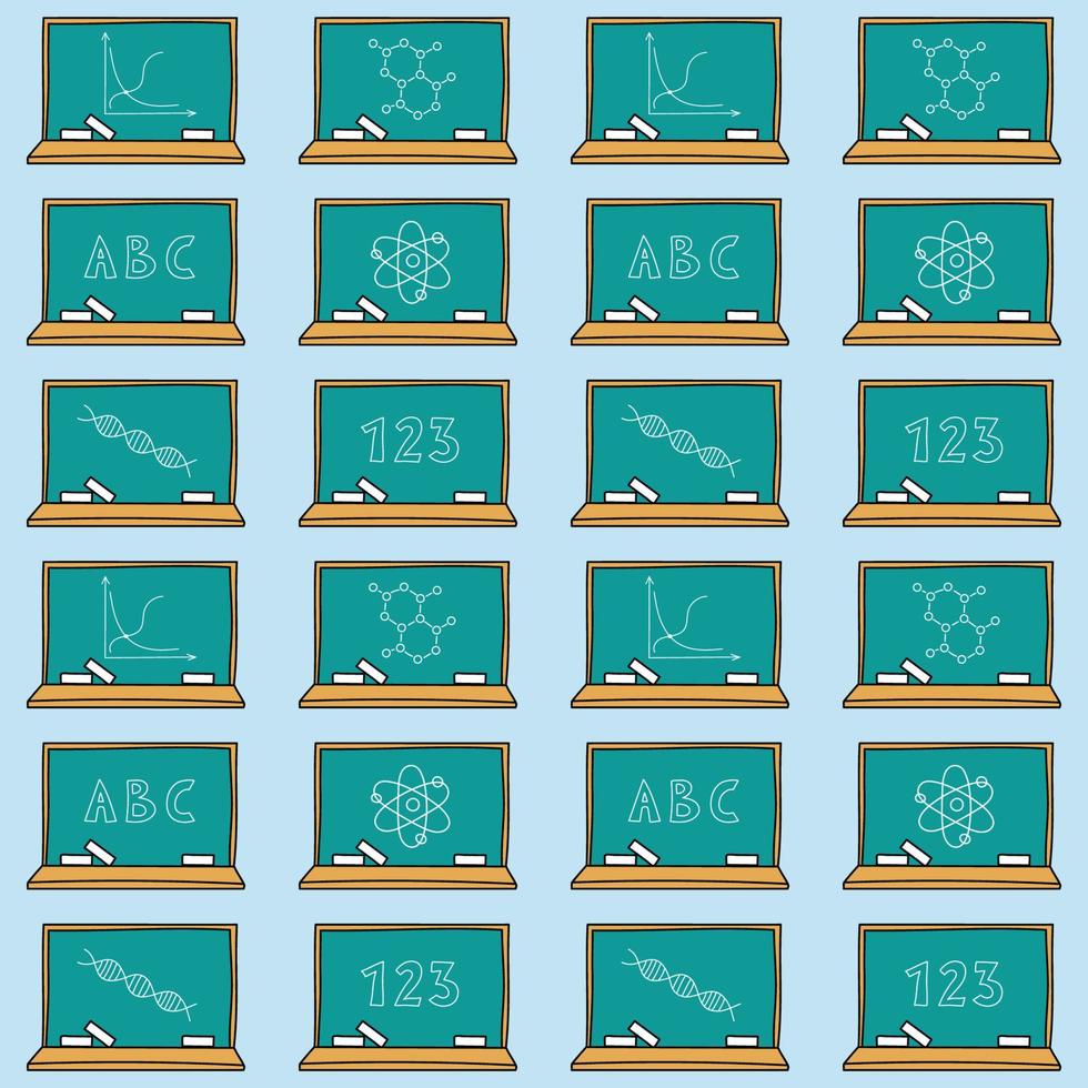 School pattern. Hand drawn doodle elements. School seamless background. Vector illustration