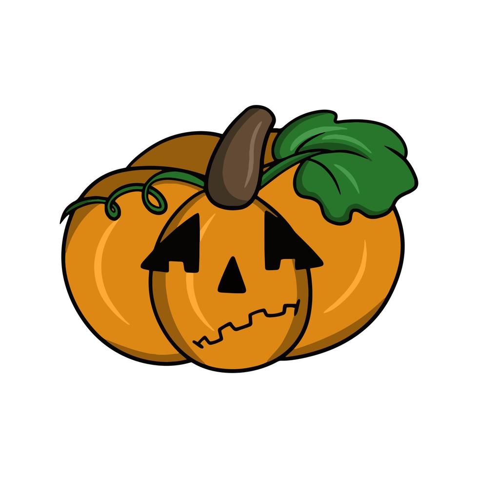 Sad character, Cute Halloween pumpkin with cartoon-style emotions, vector illustration isolated on a white background