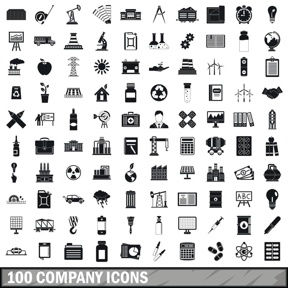 100 iconos de empresa, estilo simple vector