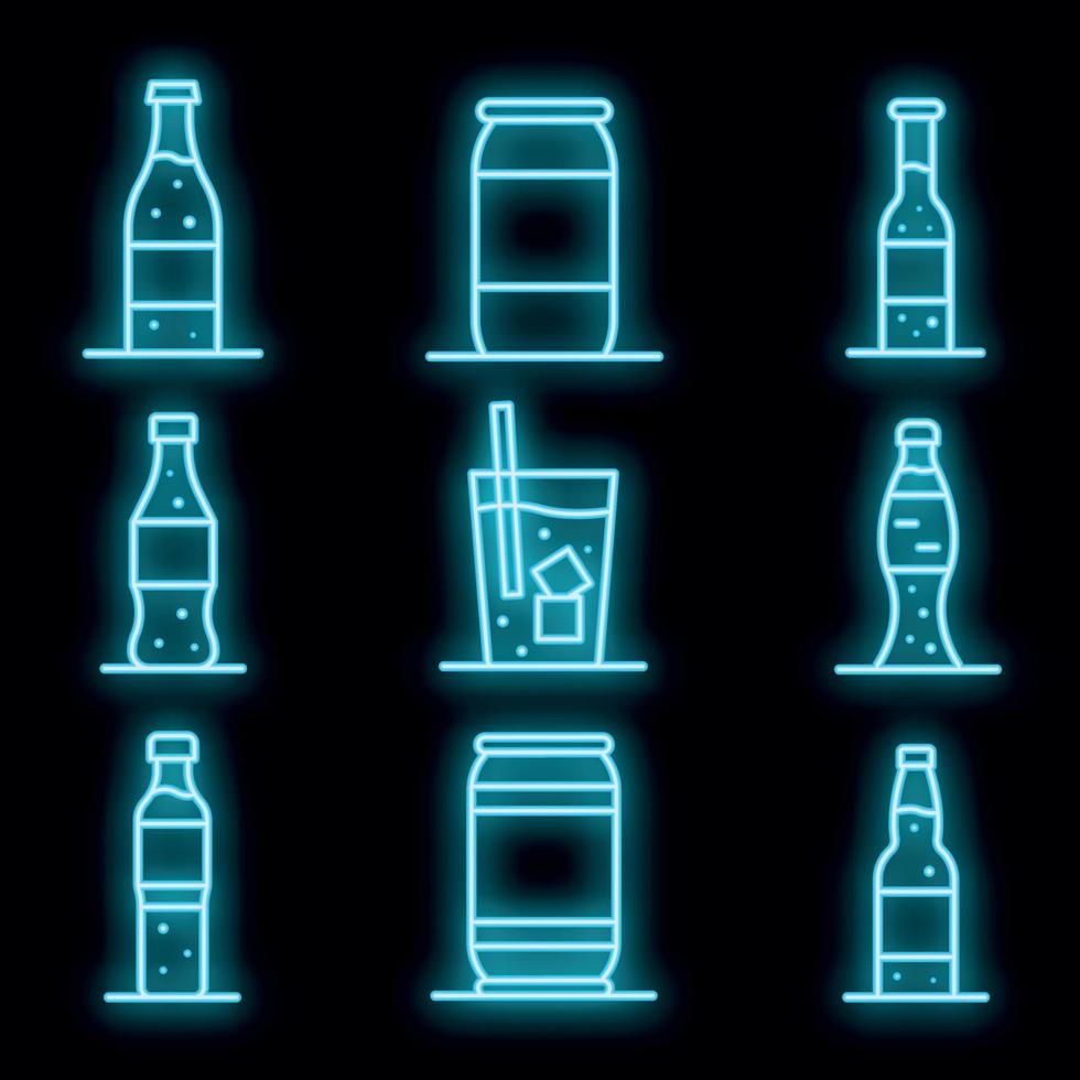 Soda icons set vector neon