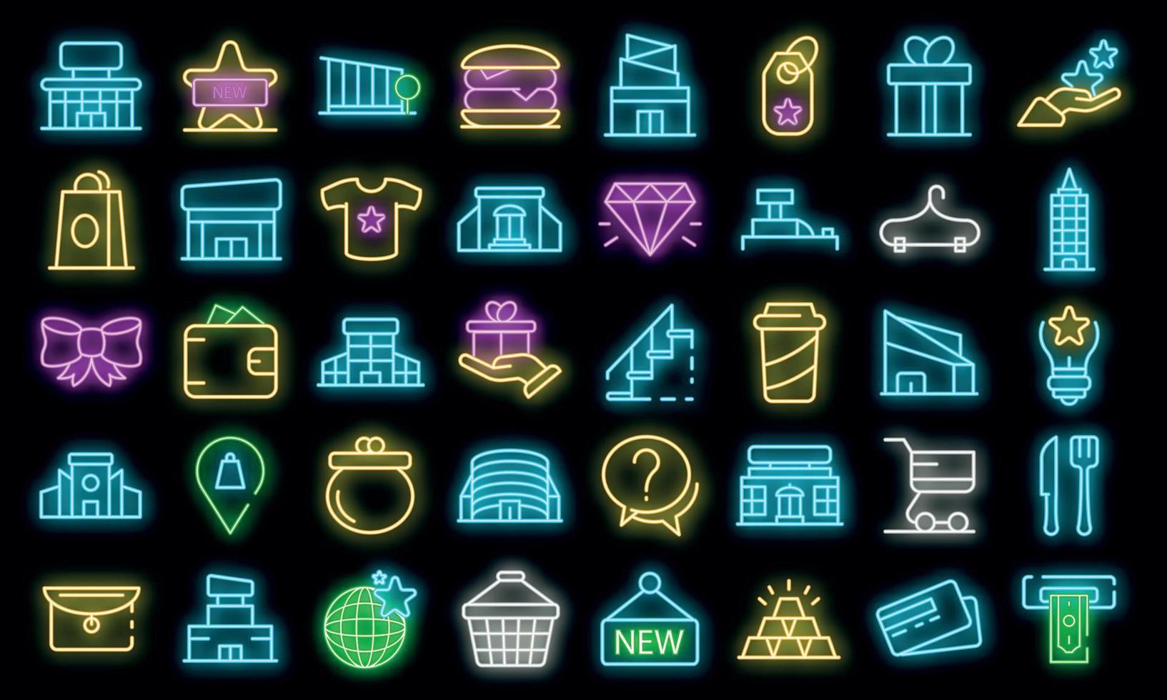 Mall icons set vector neon