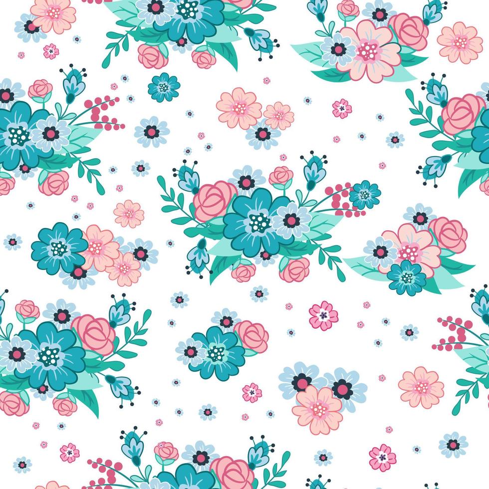 Decorative abstract flowers print seamless floral pattern vector