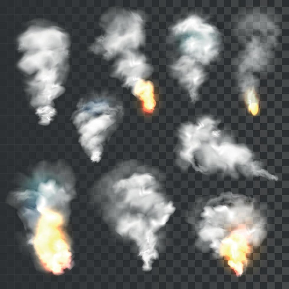 Smoke and fire set vector