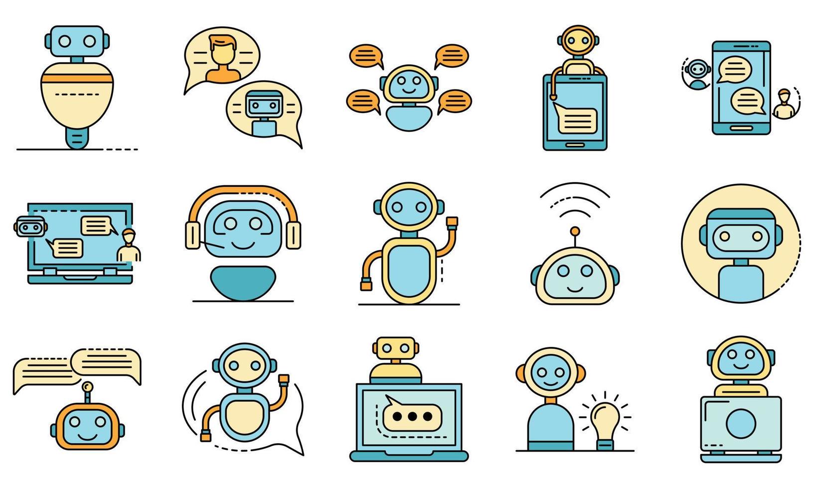 Chatbot icons set vector flat