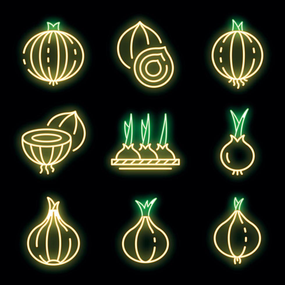 Onion icons set vector neon