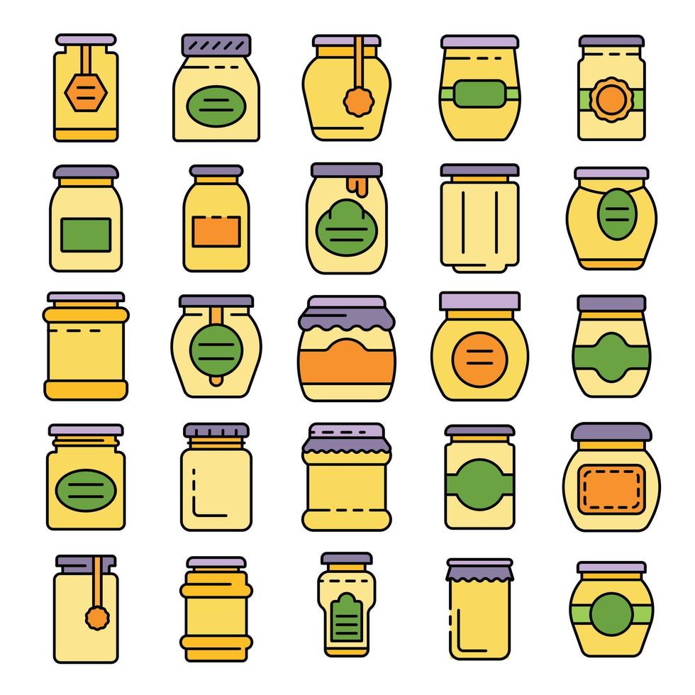 Jam jar icons vector flat