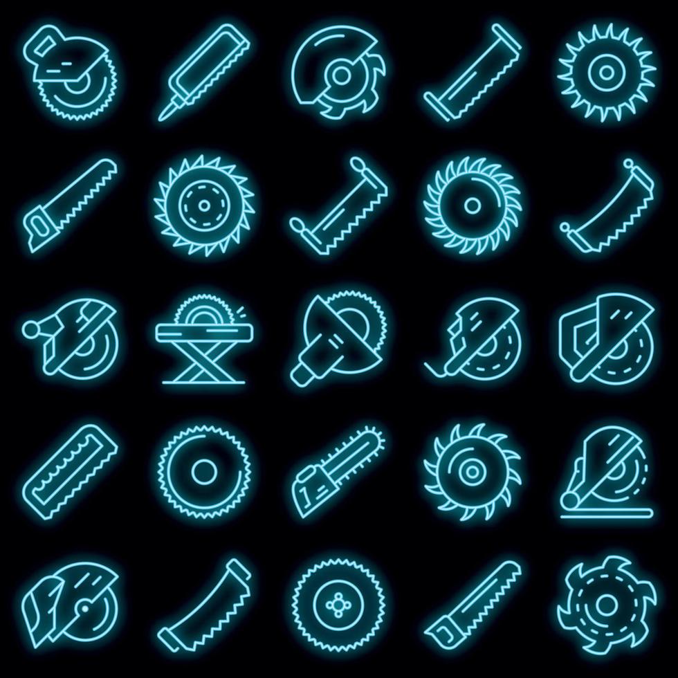 conjunto de iconos de sierra neón vectorial vector