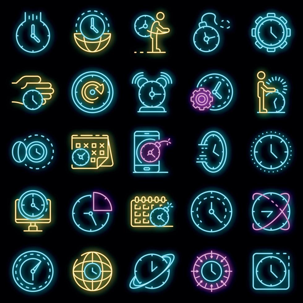 Deadline icons set vector neon