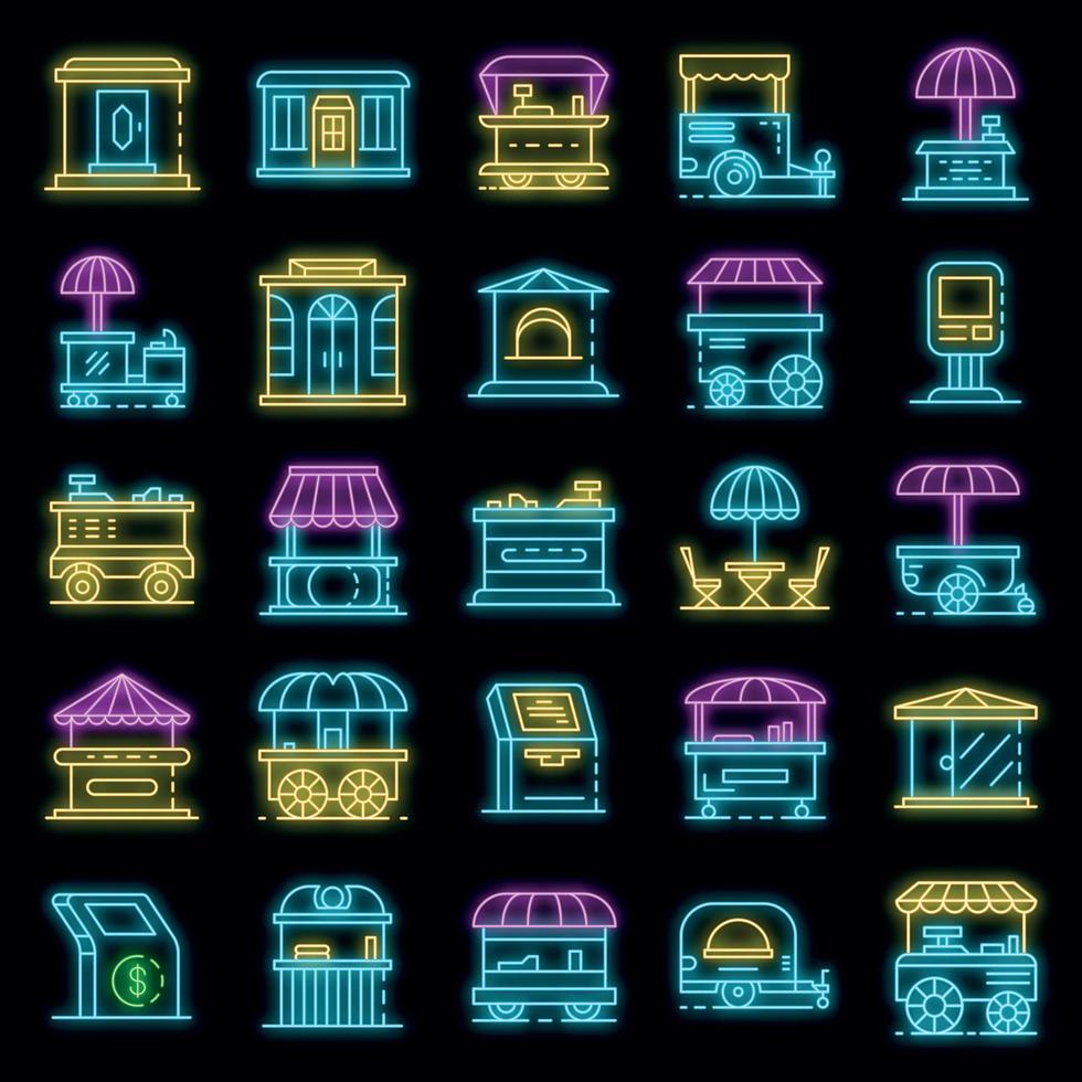 Kiosk icon set vector neon