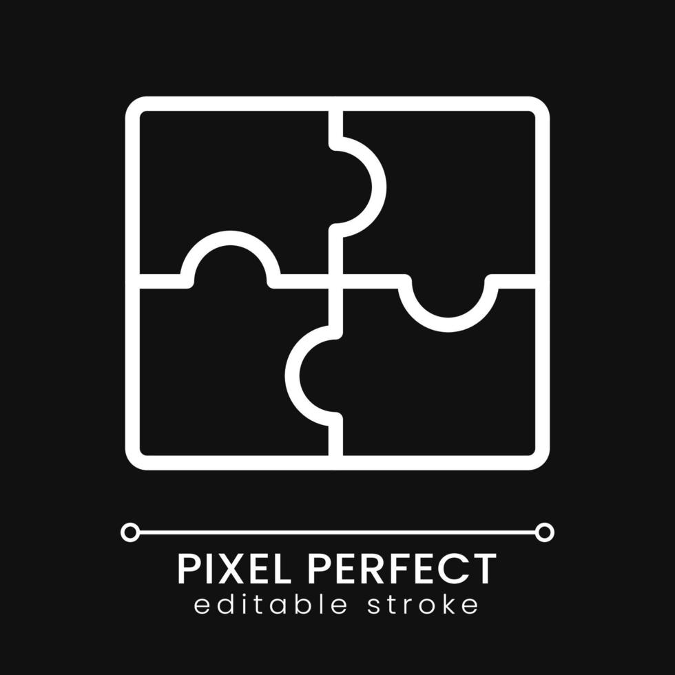 Puzzle piece pixel art style design for web, sticker, mobile app, isolated  black and white vector illustration. 1-bit sprite. Stock Vector