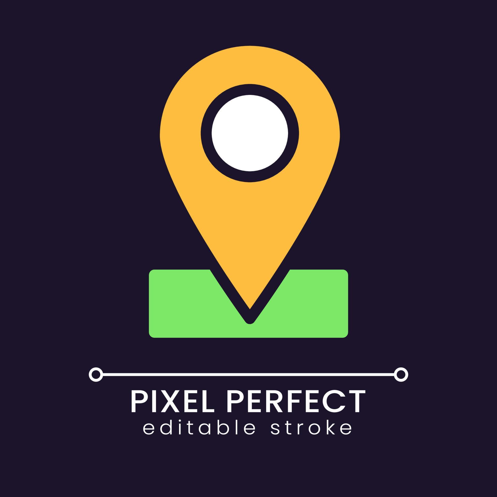 Location mark pixel perfect RGB color icon for dark theme. Navigation app. Point on map