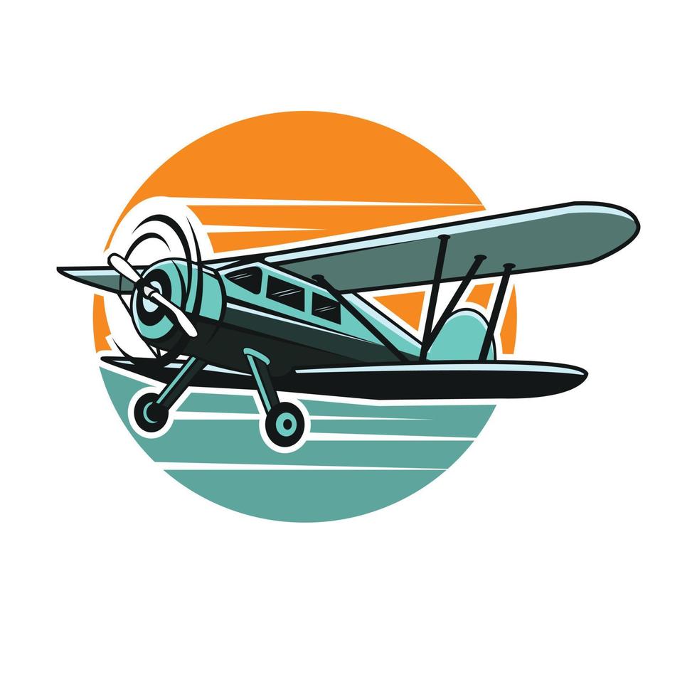 vintage plane illustration vector