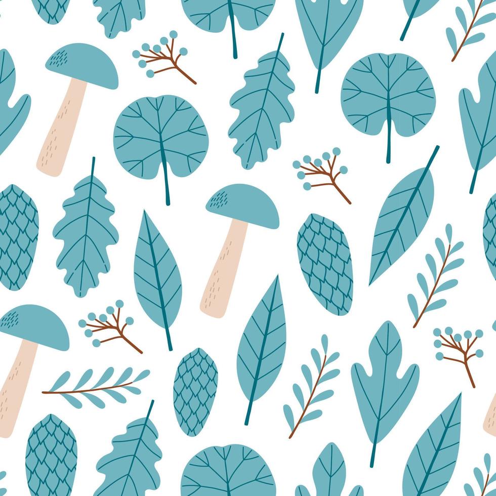 Autumn leaves and branches seamless pattern vector illustration