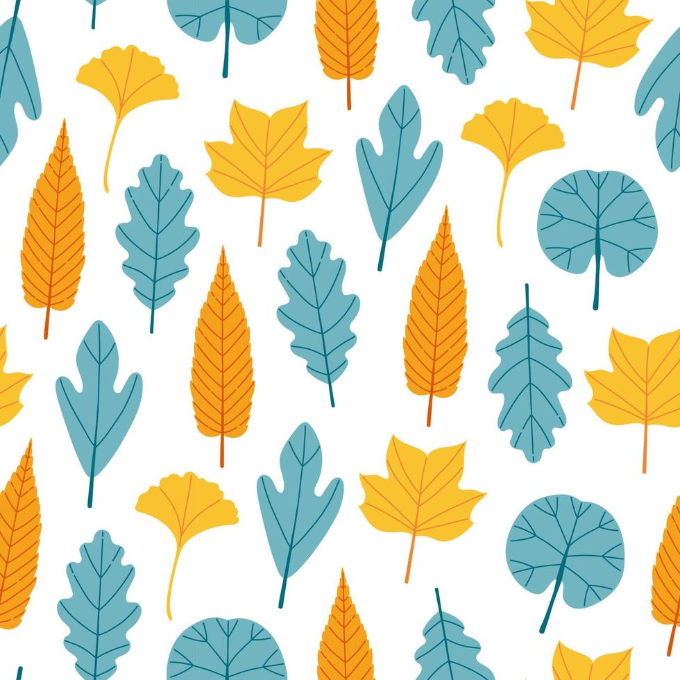 Autumn leaves and branches seamless pattern vector illustration