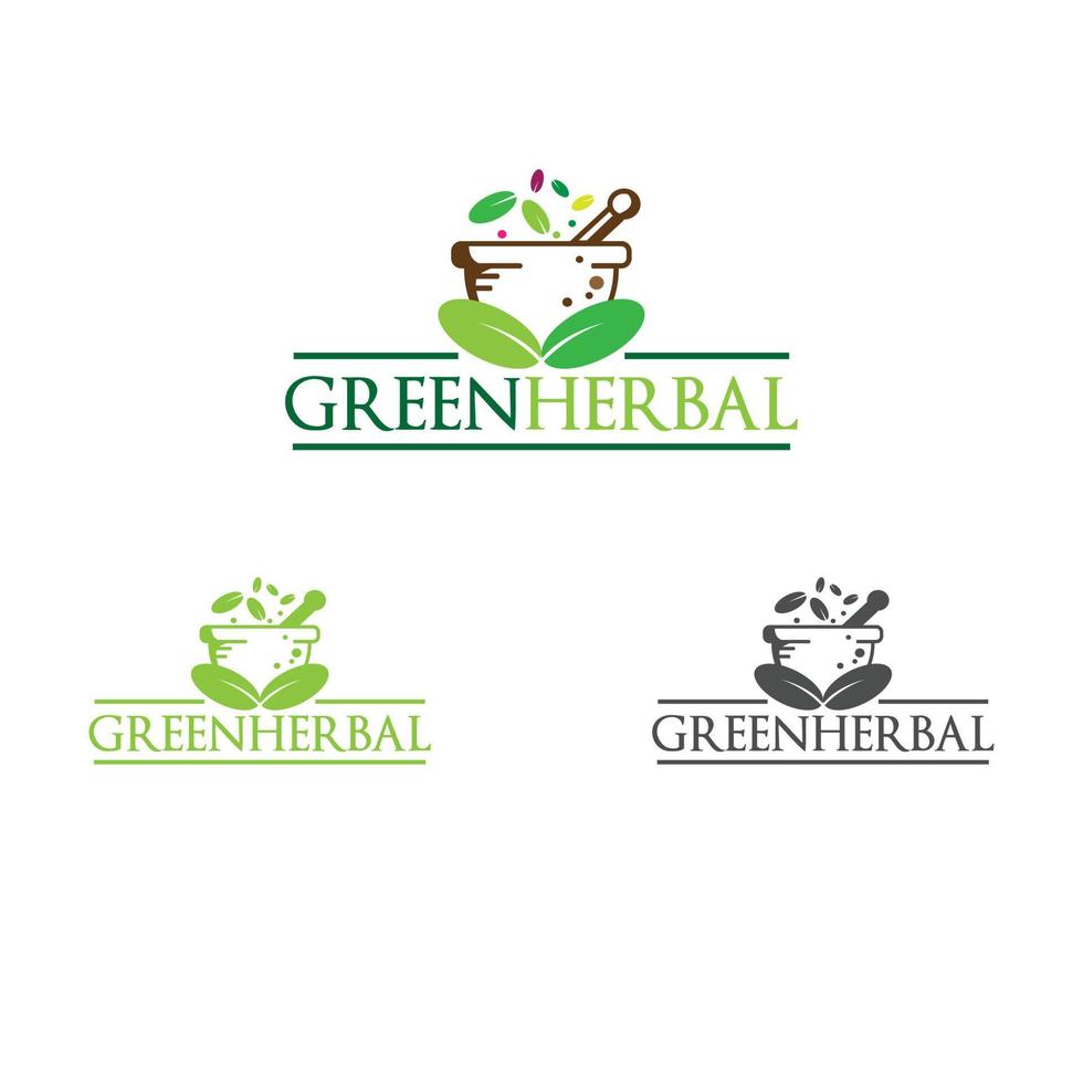 green herbal logo illustration vector