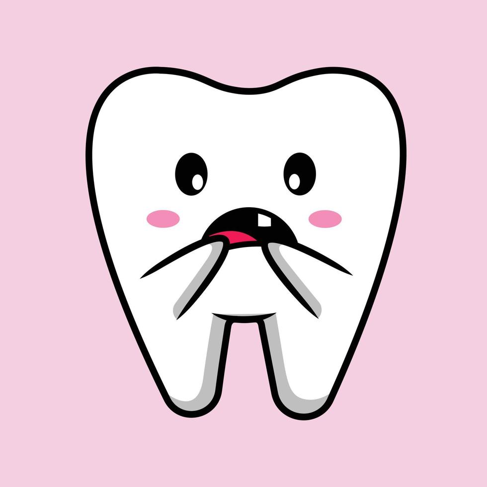 linda ilustración de icono de vector de dibujos animados sin dientes. concepto de icono médico de salud vector premium aislado