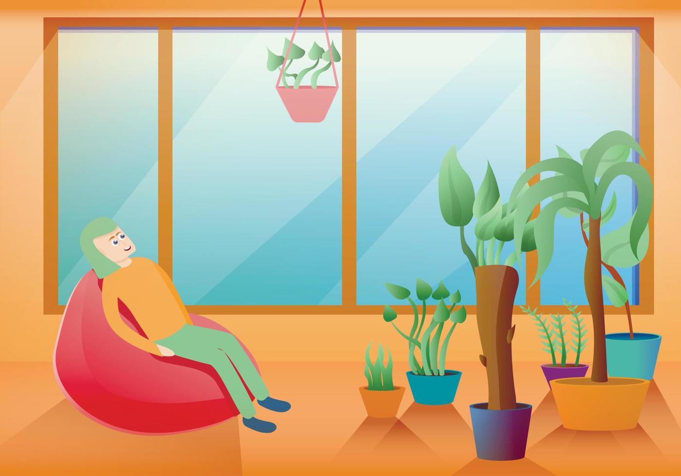 Houseplants concept banner, cartoon style vector