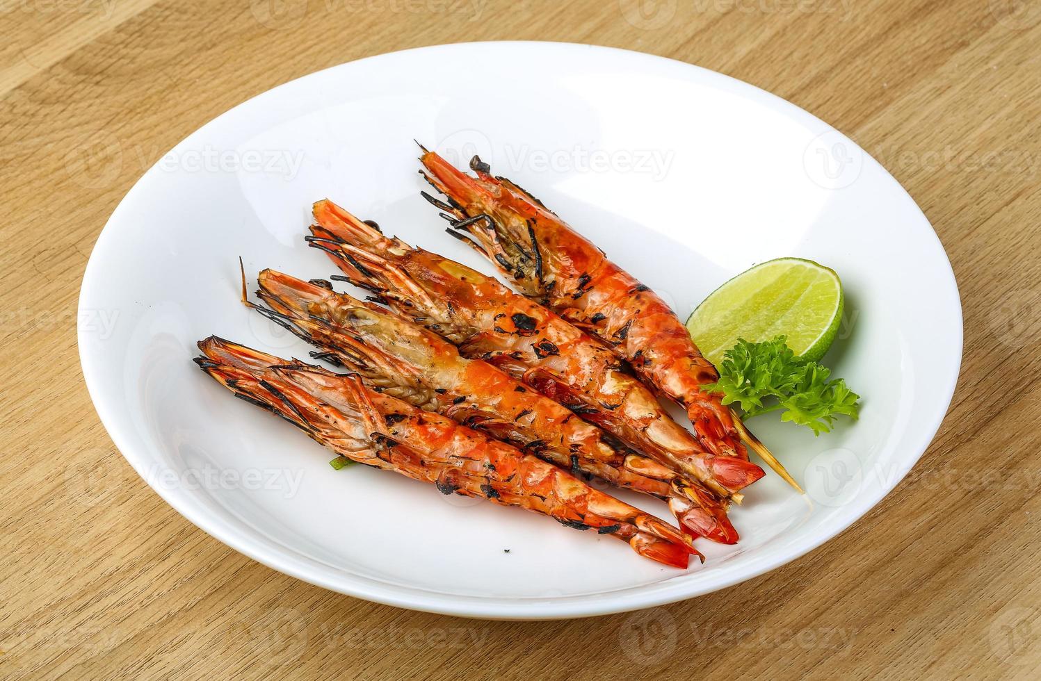 Grilled king prawns photo
