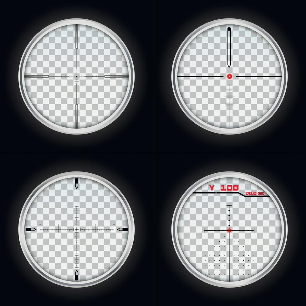 Crosshair icons set, realistic style vector