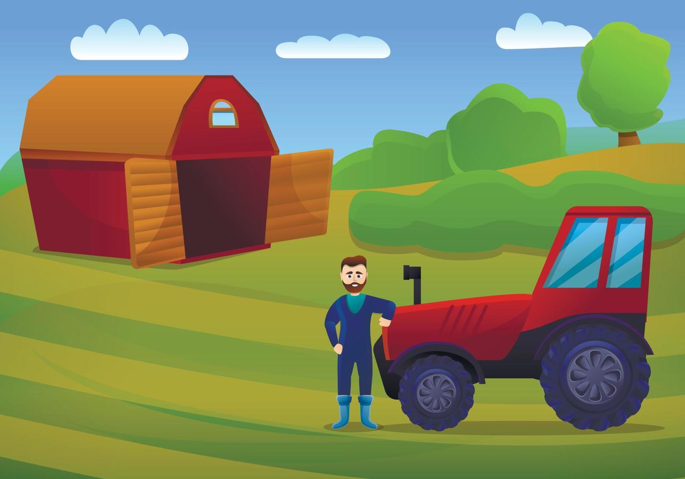 Farmer concept banner, cartoon style vector