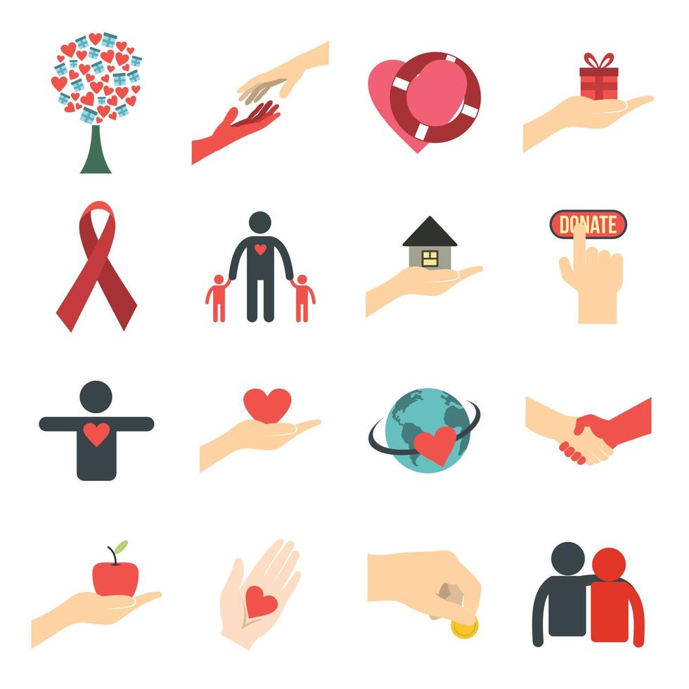 Charity flat icons vector