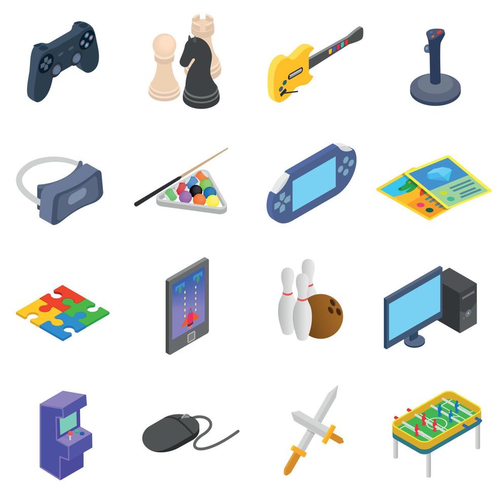 Games icons set vector