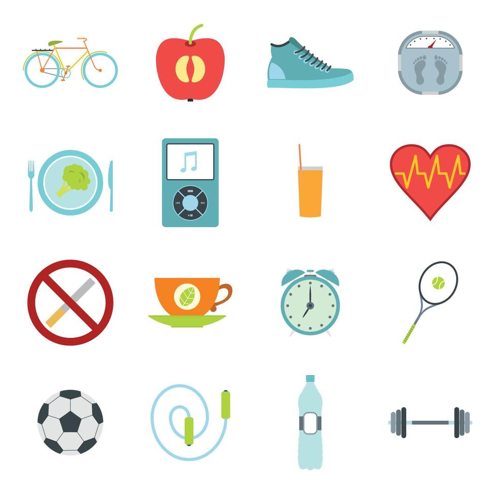 Healthy life style flat set vector